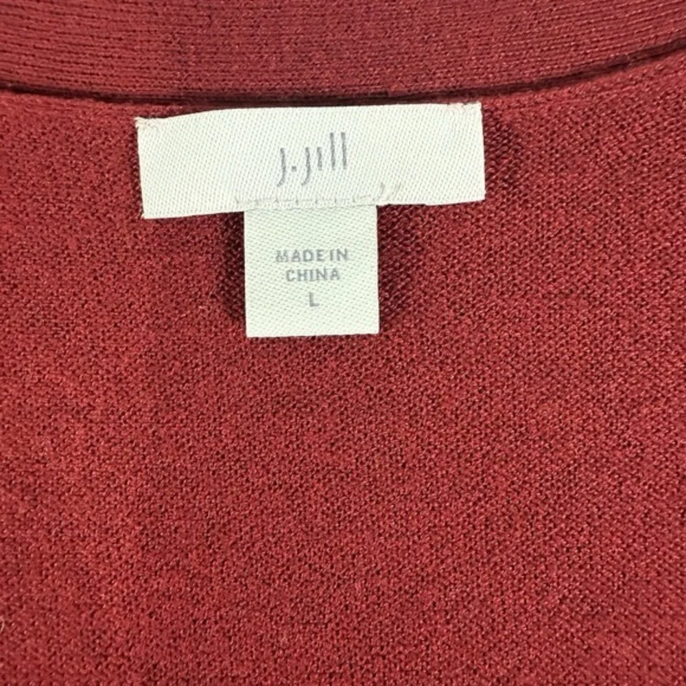 J. Jill Large Red Wool‎ Blend Button Front Cardigan Sweater Women's L
